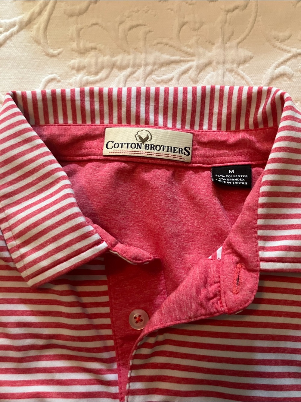 Cotton Brothers Men's Pink Striped Polo Shirt